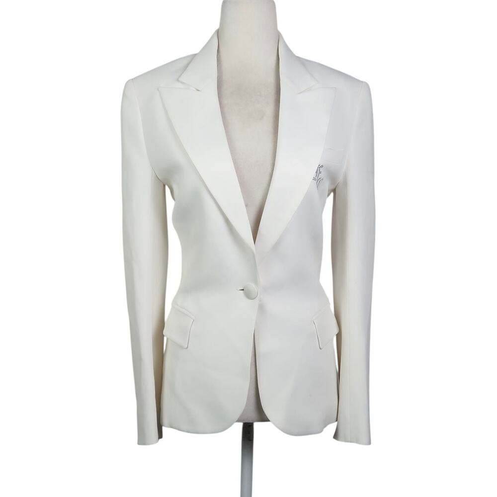 Faith Connexion White Blazer Jacket Rhinestone Logo S